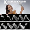 10 Setting Handheld Shower Head, High Pressure Shower Head with Filter, Silver